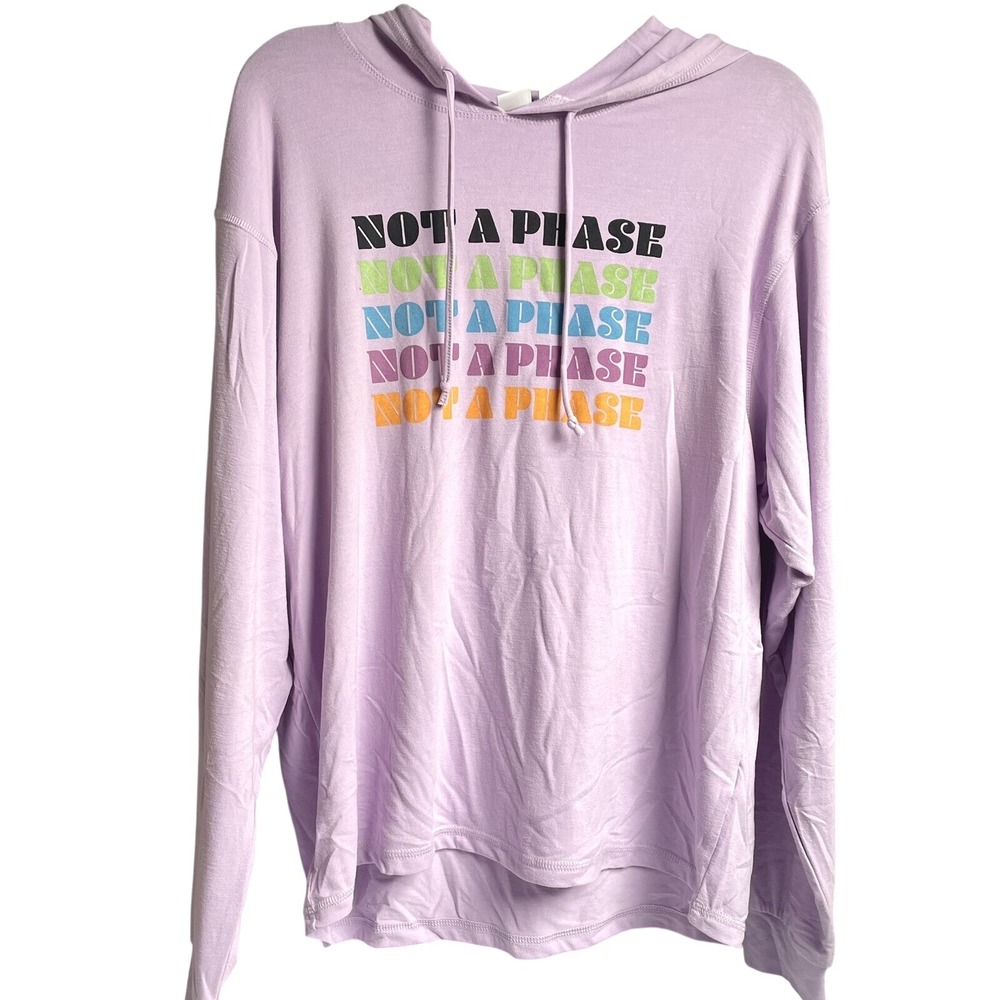 BP Not A Phase Graphic Hoodie Lavender Purple Long Sleeve Shirt Size Small